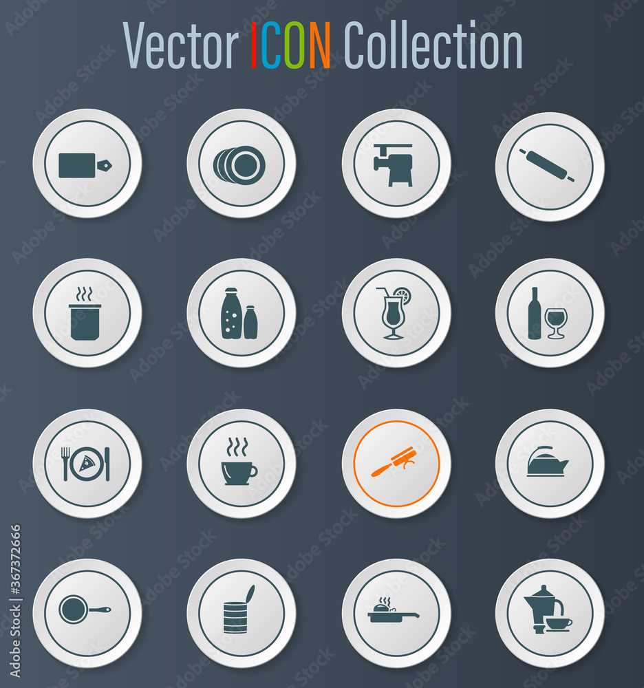Food and kitchen icons set Food and kitchen icons set