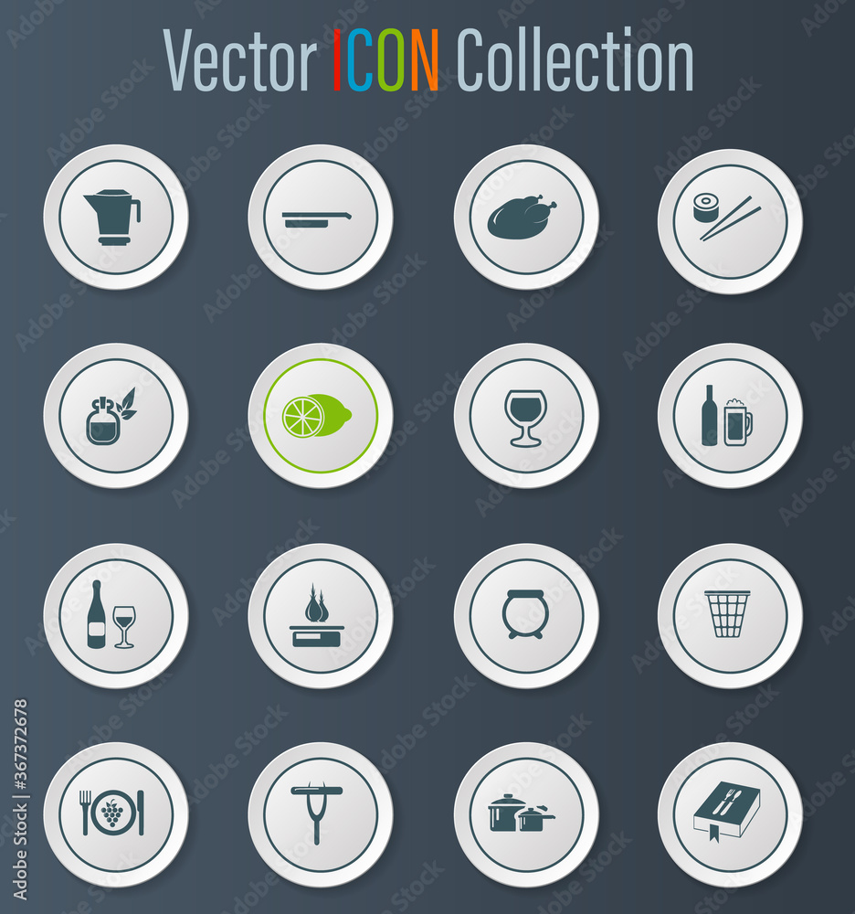 Food and kitchen icons set Food and kitchen icons set