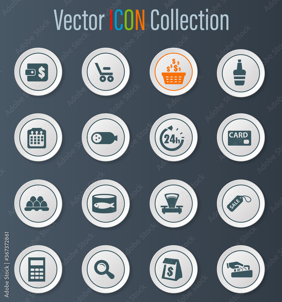Grocery store icons set Grocery store icons set