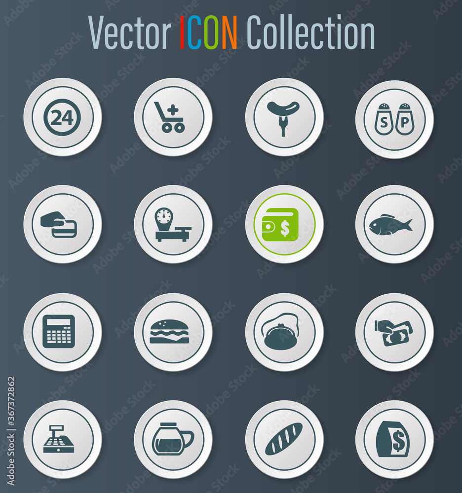 Grocery store icons set Grocery store icons set