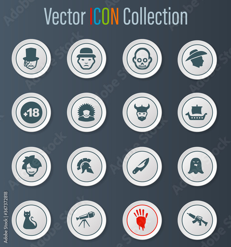 Genres of cinema icons set