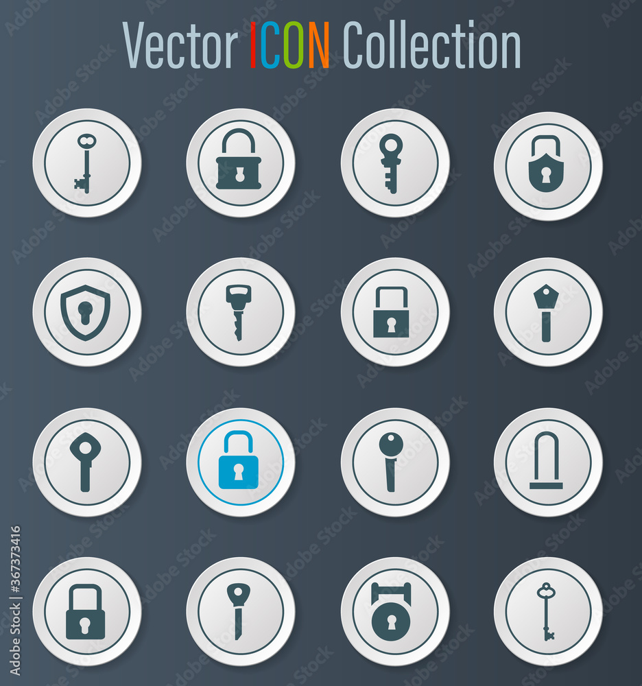 Lock and Key icons set Lock and Key icons set