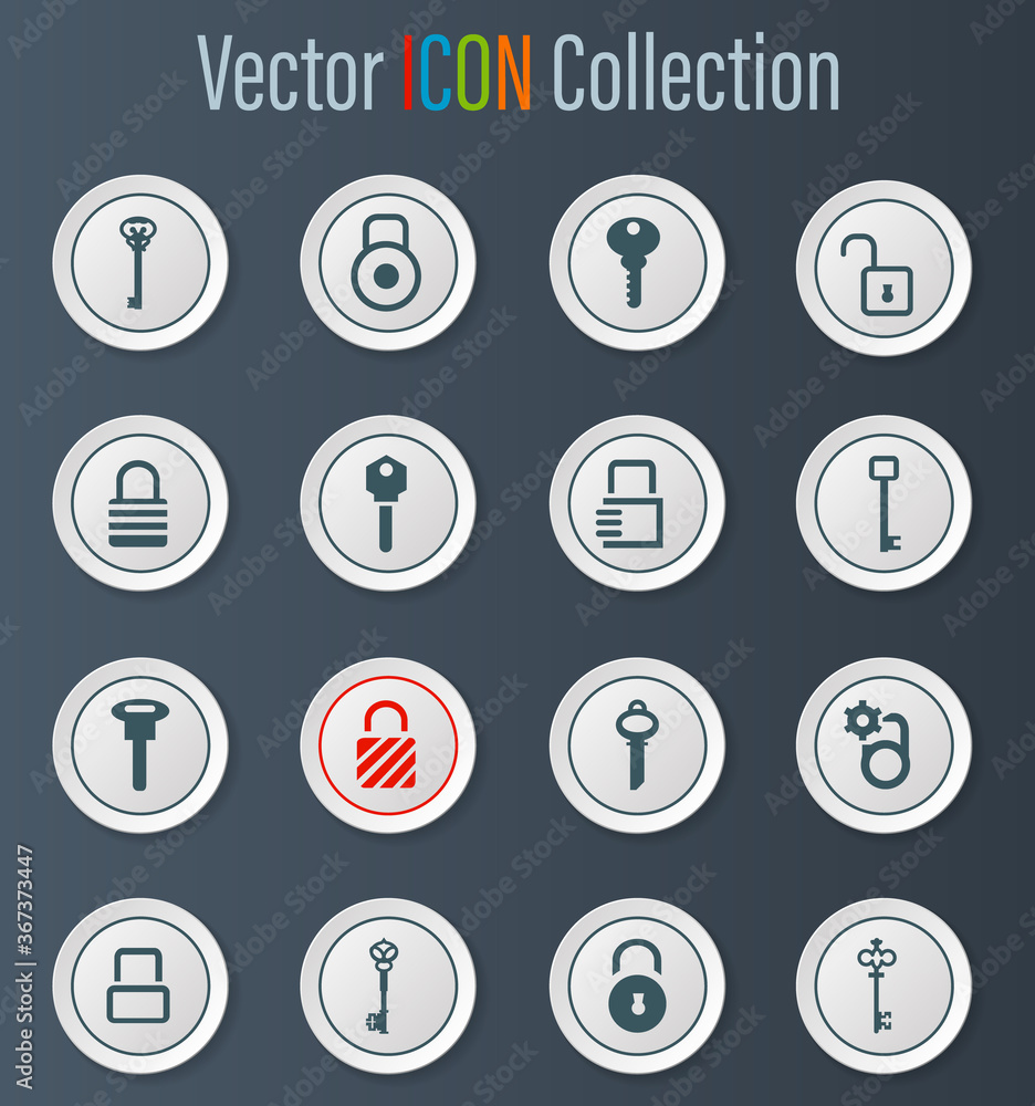 Lock and Key icons set Lock and Key icons set