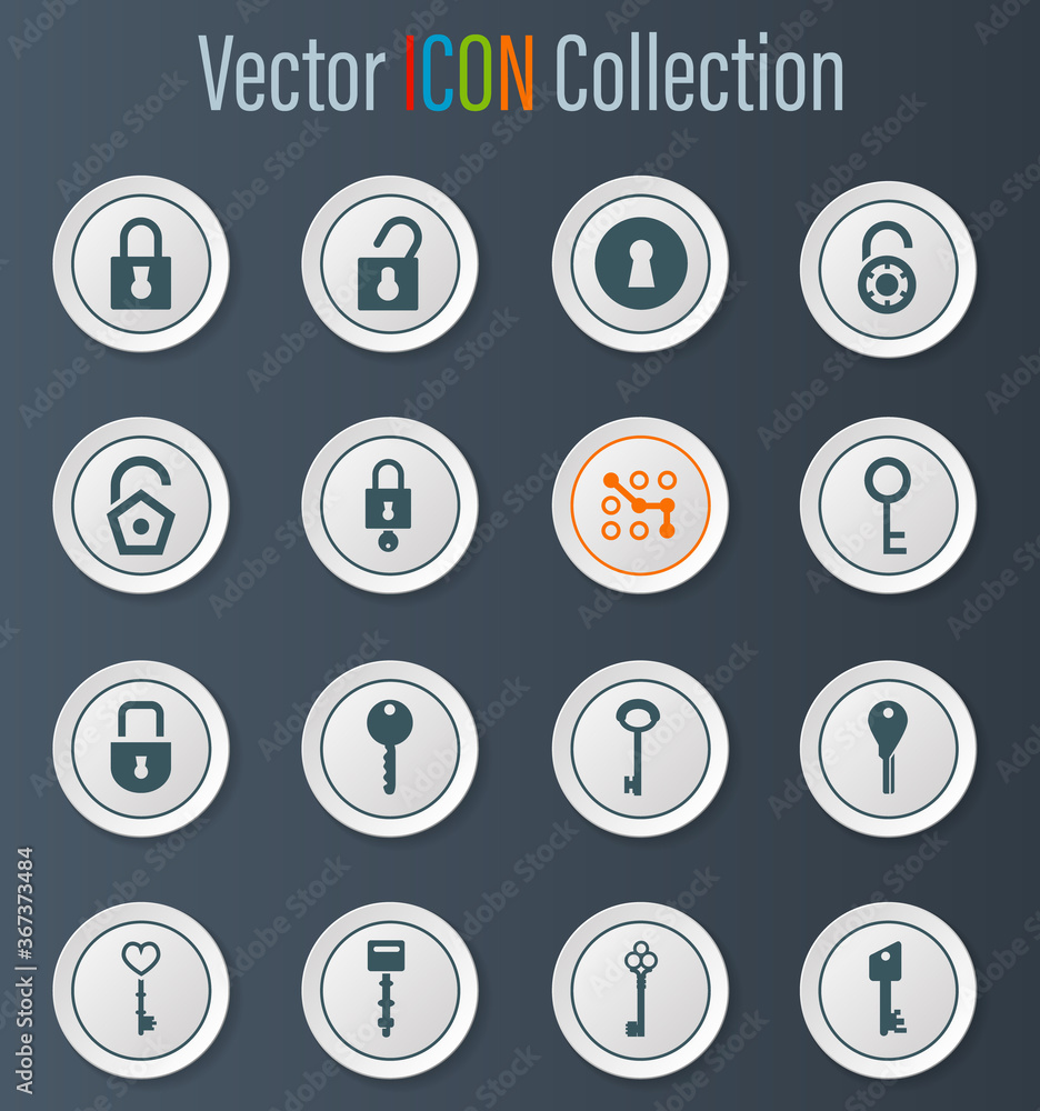 Lock and Key icons set Lock and Key icons set