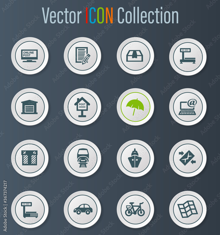 Post service icons set Post service icons set
