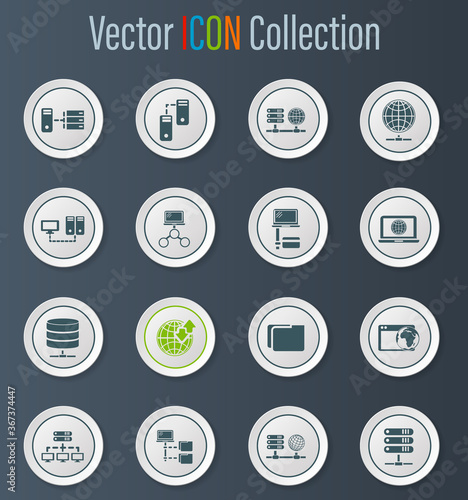 Internet, server, network icons set