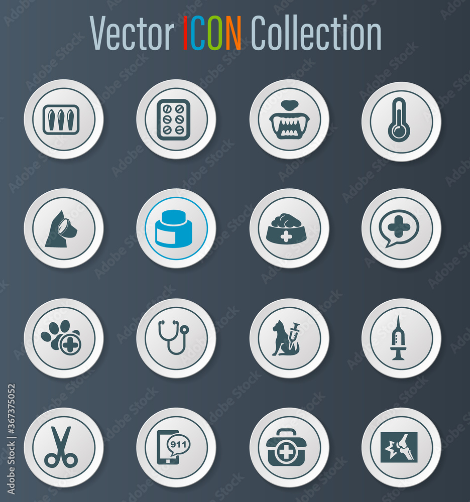 Veterinary clinic icons set Veterinary clinic icons set
