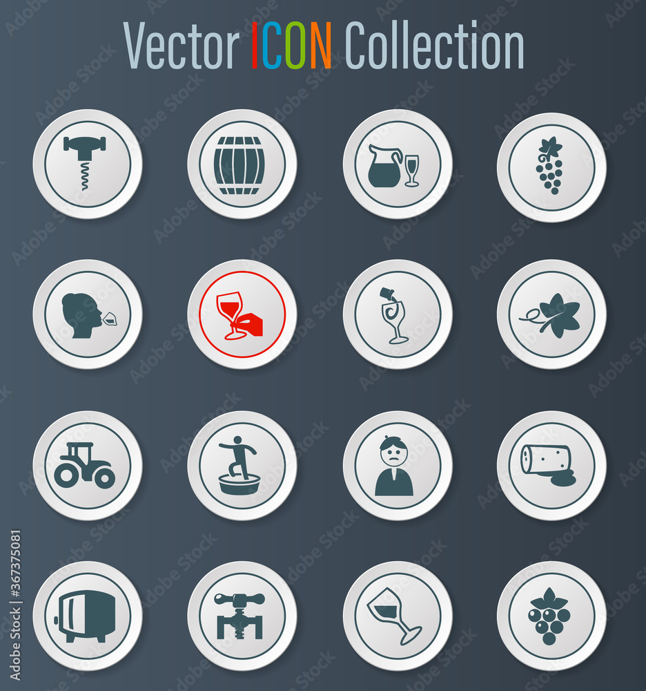Vineyard and Wine icons set Vineyard and Wine icons set
