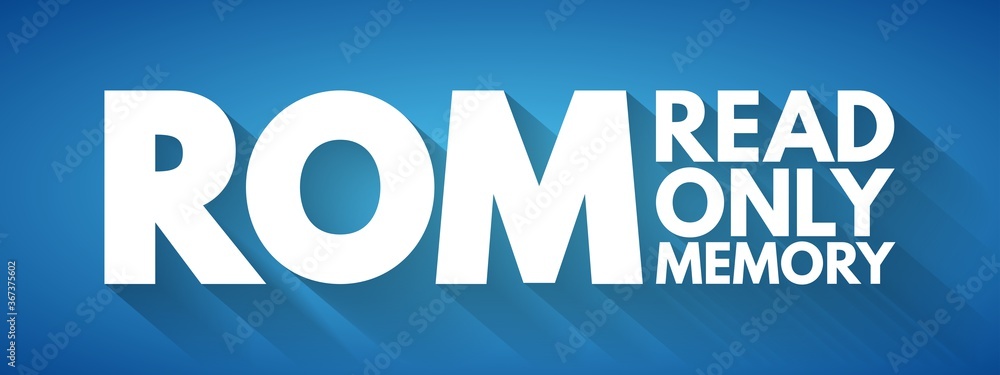 ROM - Read Only Memory acronym, technology concept background