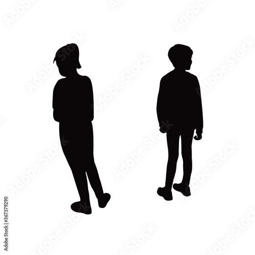 a boy and a girl body silhouette vector