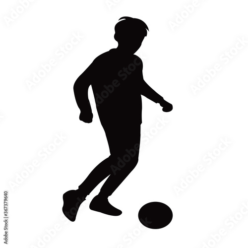 a boy playng football, silhouette vector