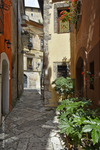 An alley in Isola del Liri, a town in the province of Frosinone, Italy.