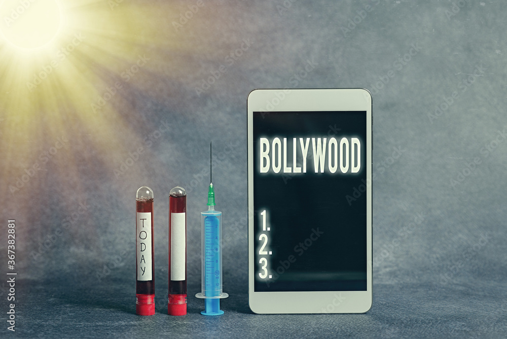 Foto de Text sign showing Bollywood. Business photo showcasing Hollywood, refers to the Hindi