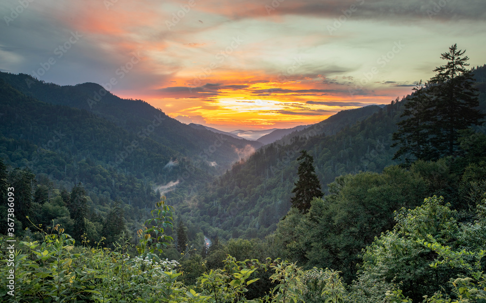 Great Smoky Mountains National Park Sunset from Morton Overlook