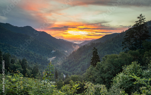 Great Smoky Mountains National Park Sunset from Morton Overlook photo