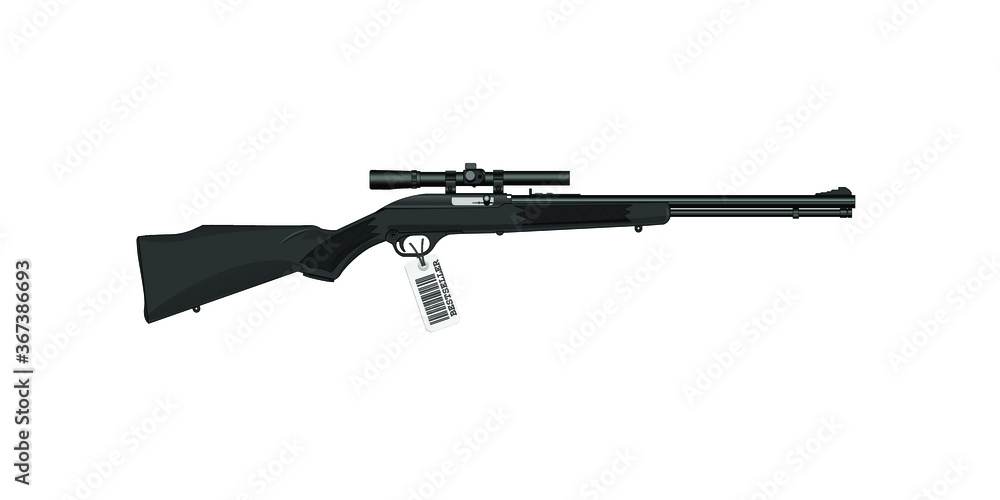 Realistic vector image of a rifle with the bestseller sticker
