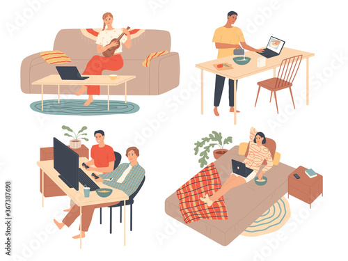 Young people spend their free time at home