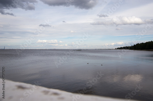 Embankment in Petergof City near the Baltic Sea