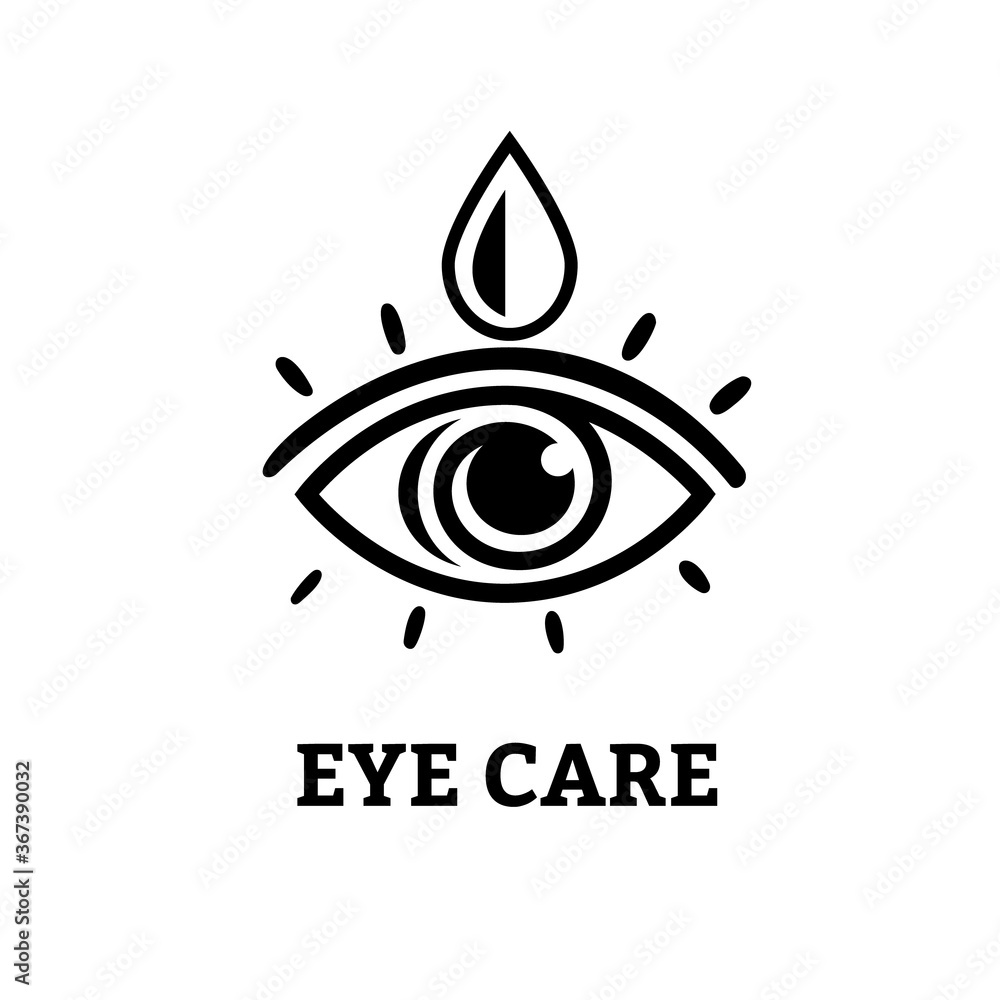 Eye icon with contact lens and droplets - vector illustration Eye icon with contact lens and droplets - vector illustration