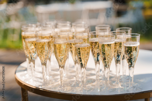 Luxury champagne welcome zone catering for business meeting. Premium catering for rich people.