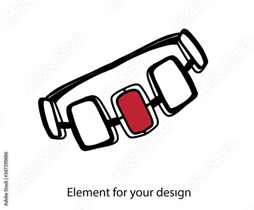 Red woman's necklace. Necklace of the priestess of the god of light. Vector illustration