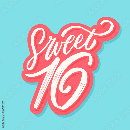 Sweet 16. Vector lettering birthday banner.