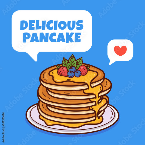 Pancake cartoon vector doodle illustration