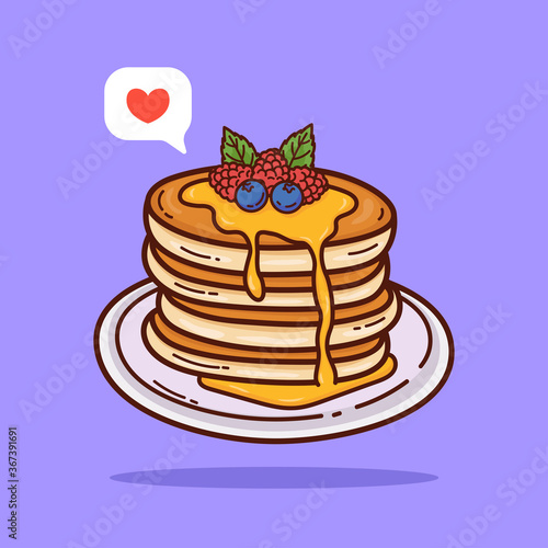 Pancake cartoon vector doodle illustration