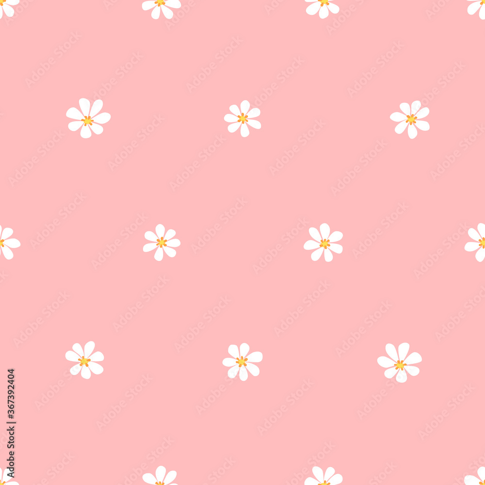 Vector seamless floral pattern from chamomile. Cute simple design for wallpaper, fabric, textile, wrapping paper