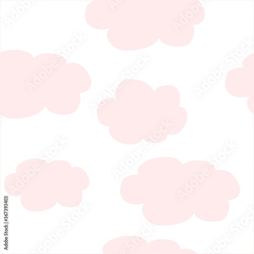 pink and white background with clouds  seamless pattern vector