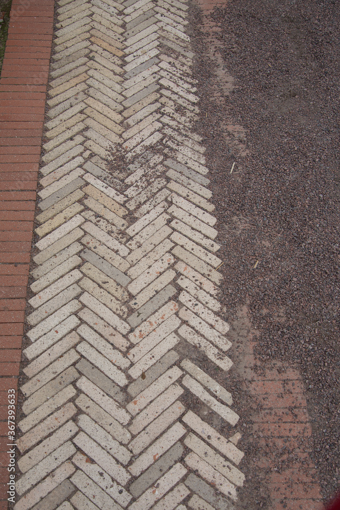 Brick pattern yellow light and dark color with dark lines