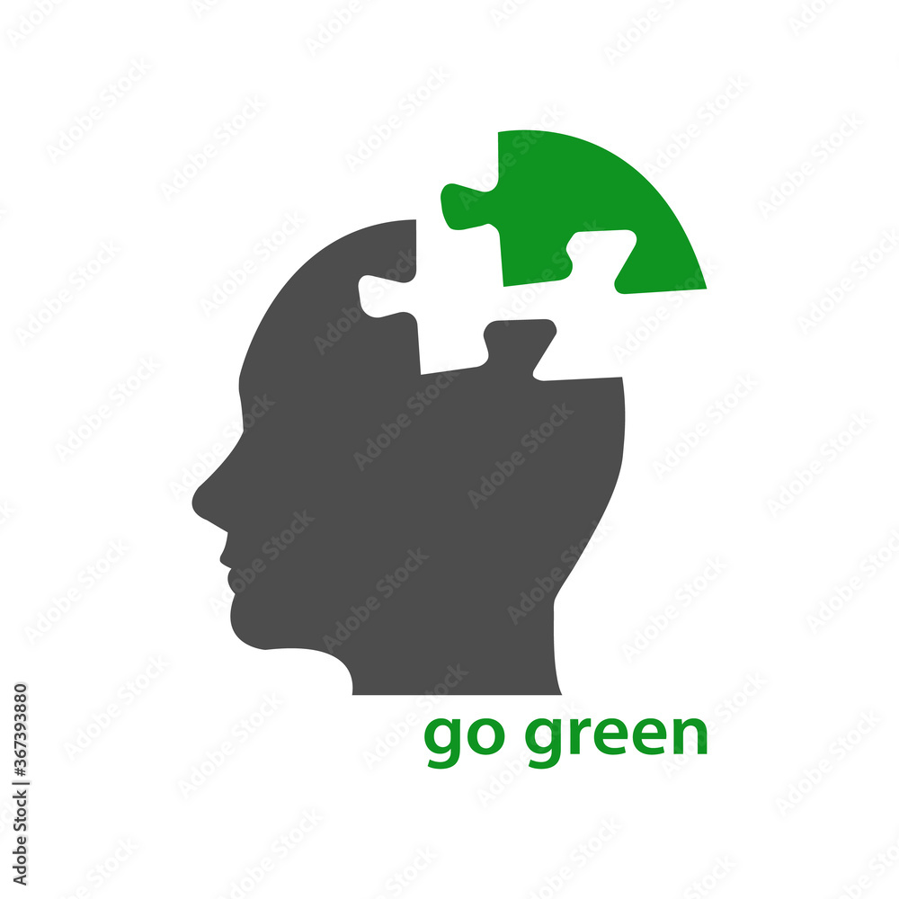 Silhouette of the head of man showing ecological go green concept. All is isolated on the white background. Silhouette of the head of man showing ecological go green concept. All is isolated on the white background.