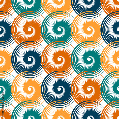 Spiral swirls complicated seamless pattern vector design.