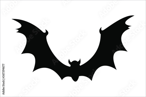 Bat silhuette doodle vector for  Halloween postcard 