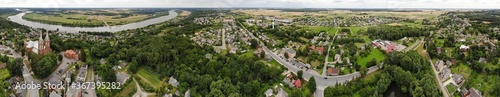 Aerial panorama of Church of St. George in Vilkija, Lithuania