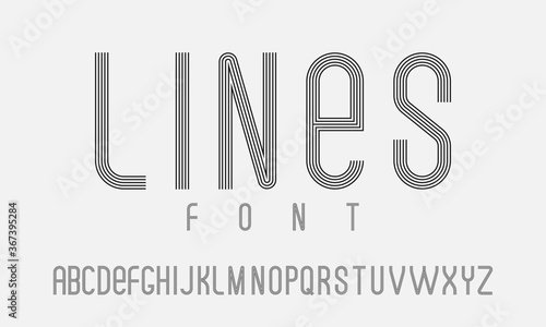 Modern font consisting of parallel lines and with rounded corners
