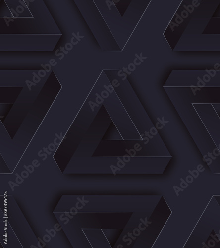 Minimalistic abstract premium design seamless pattern with paper Penrose triangle background