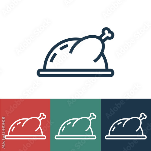 Linear vector icon with turkey