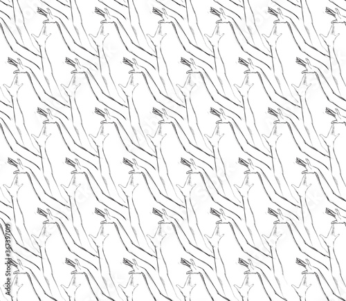 Fototapeta Naklejka Na Ścianę i Meble -  Seamless Background of Arms. Psychedelic Sketched Vector Pattern. Freehand Drawing. Free Hand Sketch. Fantasy Print for Textile. Design For Fabric or Wallpaper. 