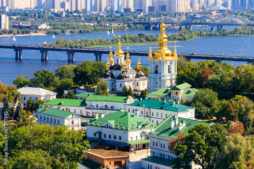 Fotografie View of Kiev Pechersk Lavra (Kiev Monastery of the Caves) and the Dnieper river in Ukraine