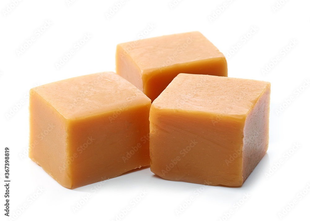caramel candies on white background caramel candies on white background