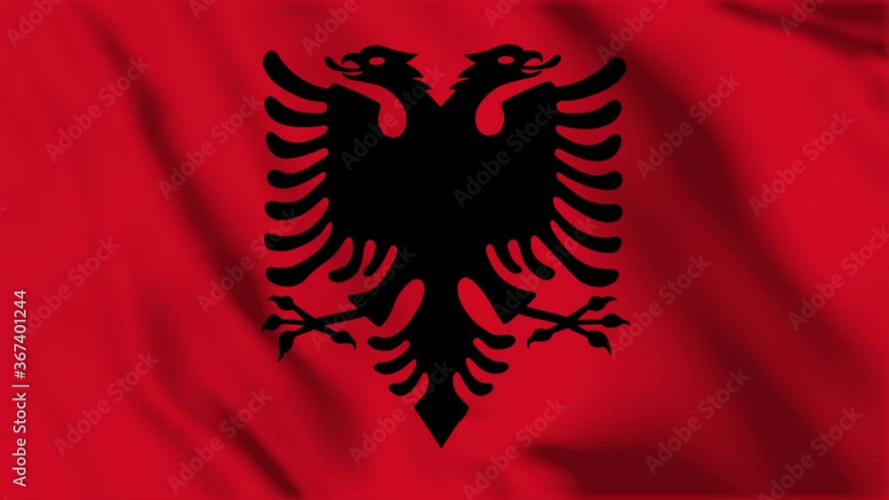 Waving flag loop. National flag of Albania. Realistic animation Waving flag loop. National flag of Albania. Realistic animation