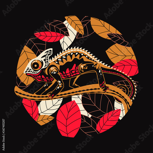 Vector illustration exotic chameleon skin multicolored. Can be used for fashion print design