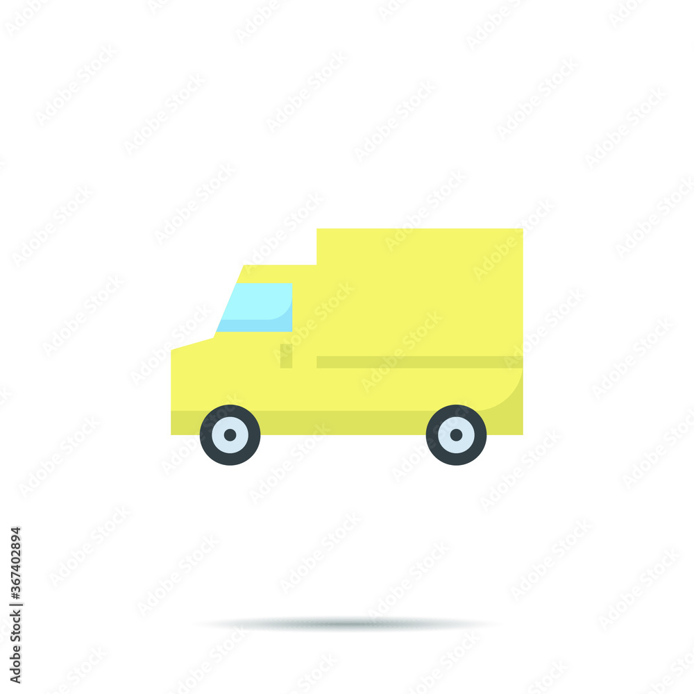 Van icon flat style vector illustration Van icon flat style vector illustration