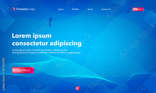 Asbtract background website Landing Page. Template for websites, or apps. Modern design.Blue. Abstract vector style.