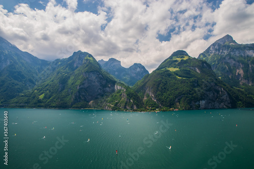 Beautiful swiss alpine landscape with lake Lucerne.