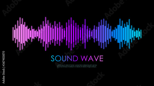 Pink purple and blue music sound wave. Colorful modern equalizer. Vector illustration.