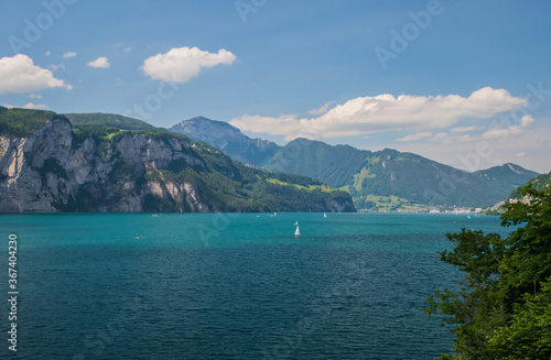 Beautiful swiss alpine landscape with lake Lucerne. © Racoonbtc