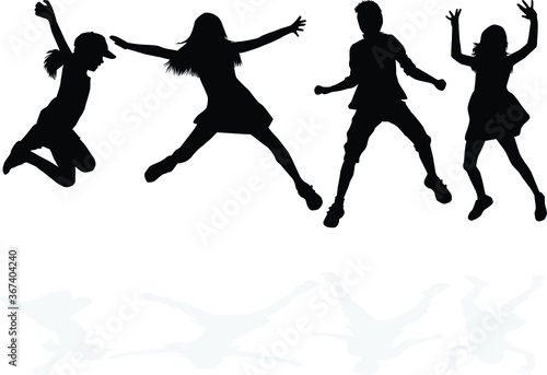 Silhouette of children on white background.