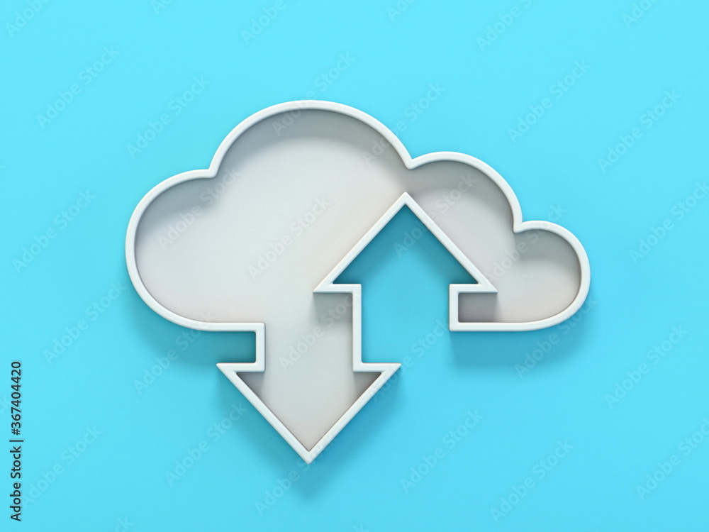 Cloud sign up and down arrows 3D Cloud sign up and down arrows 3D
